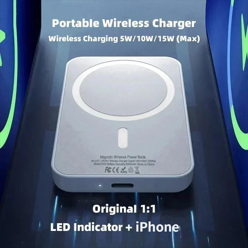 50000mAh Portable Wireless Charger Macsafe Auxiliary Backup External Magnetic Battery Pack Power Bank for IPhone 15 14 13