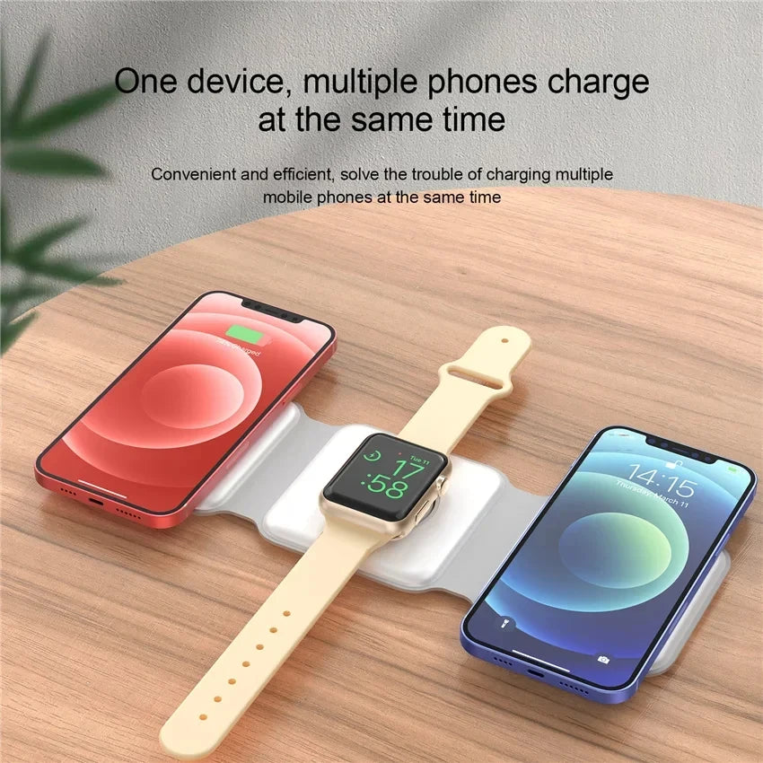 Magnetic Wireless Charger 3 in 1 for iPhone 15 14 13 12 11 Pro Max Apple Watch AirPods Fast Charging Dock Station Magsafe Type C