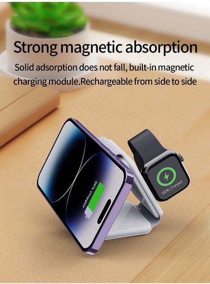 Magnetic Wireless Charger 3 in 1 for iPhone 15 14 13 12 11 Pro Max Apple Watch AirPods Fast Charging Dock Station Magsafe Type C