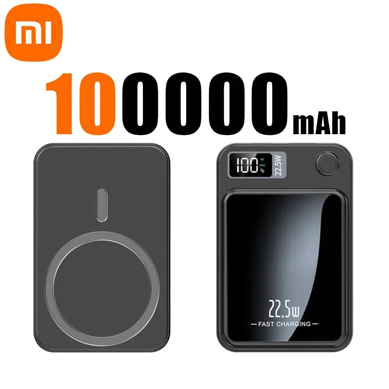 Xiaomi 100000mAh Wireless Magnetic Power Bank Super Fast Charging Ultra Capacity Digital External Battery Power Bank For Iphone