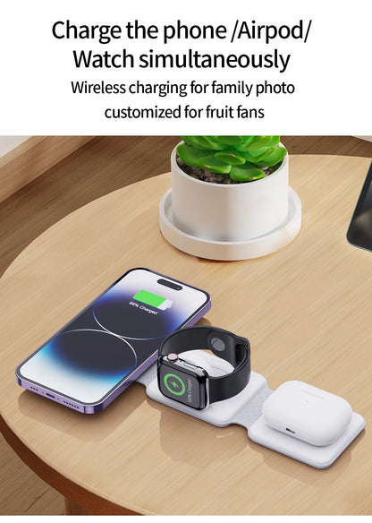 Magnetic Wireless Charger 3 in 1 for iPhone 15 14 13 12 11 Pro Max Apple Watch AirPods Fast Charging Dock Station Magsafe Type C