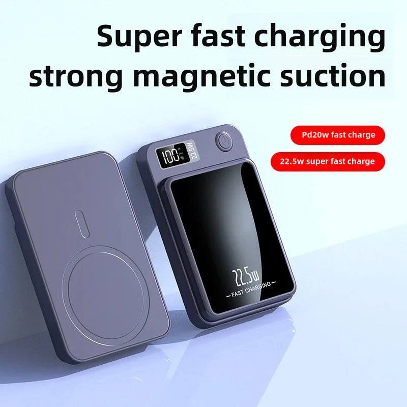 Magnetic Wireless 10000mAh 22.5W Power Bank Fast Charger For Magsafe Portable Auxiliary Battery Pack For Iphone Huawei