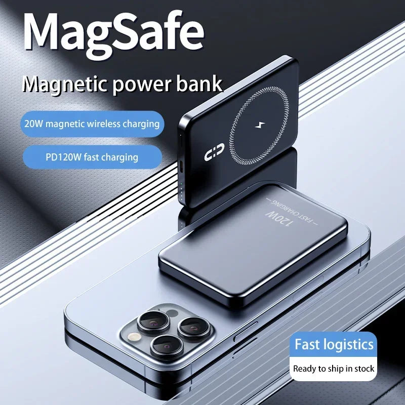 100000mAh Magsafe Charger Power Bank Thin and Light Portable Magnetic Wireless Fast Charging Power Bank Suitable for iPhone