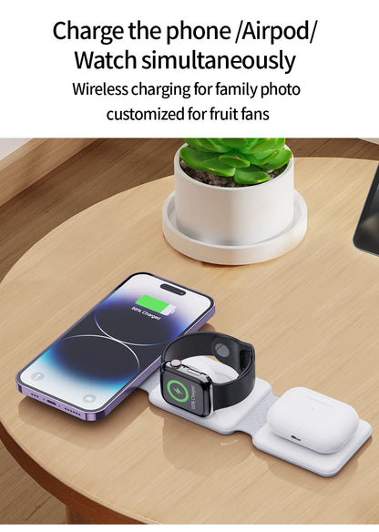 30W Magnetic Wireless Charger Pad Macsafe Foldable for iPhone 14 13 12 Pro Max Apple Watch 8 7 AirPods 3 in 1 Fast Charging Dock